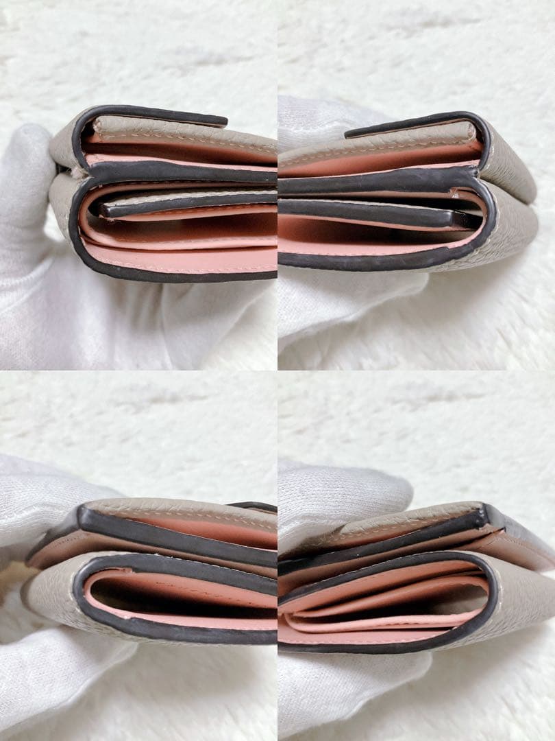 ♡超極美品♡ボナベンチュラ 三つ折り財布 スモールウォレット グレージュ ピンク