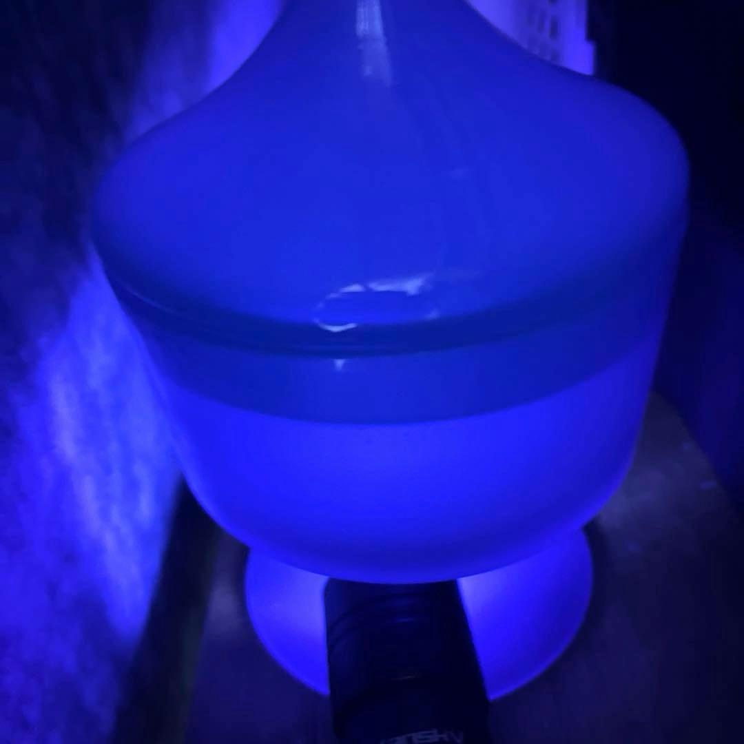 骨董　時代　練りガラス　テント型脚付　グラス型　飴屋瓶　ボンボン入れ　菓子器