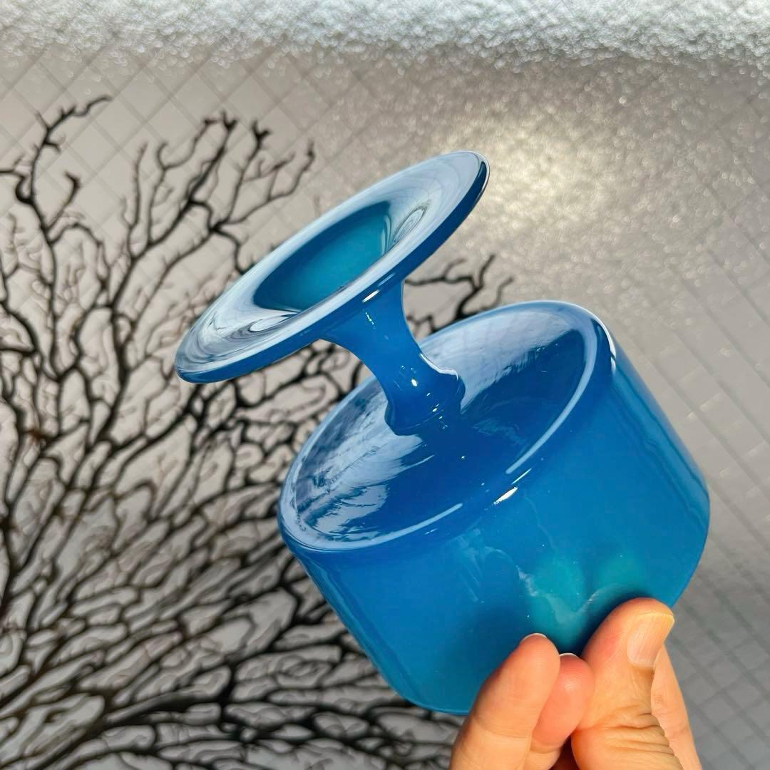 骨董　時代　練りガラス　テント型脚付　グラス型　飴屋瓶　ボンボン入れ　菓子器