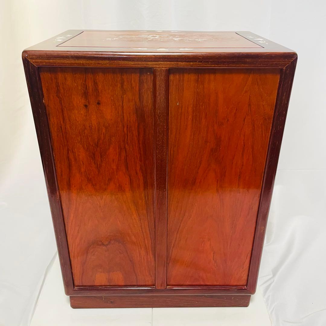 唐木 カリン 無垢材 螺鈿細工 5段チェスト