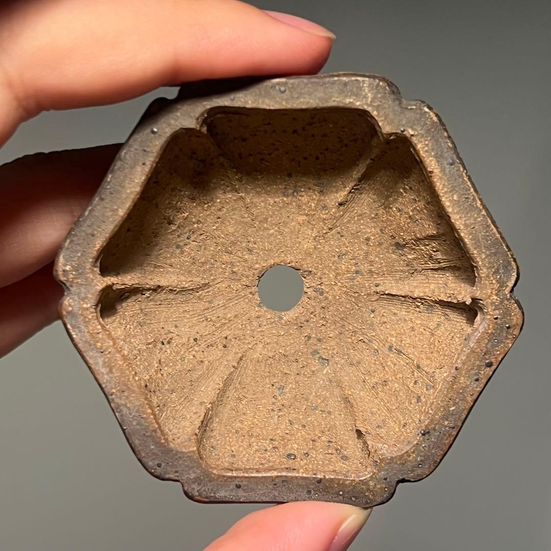 798.夢陶 紫泥雲足輸花 豆鉢 盆栽鉢 植木鉢 6.7*6.3*2.6cm