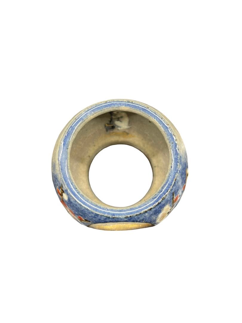 蓋置　紅白梅に月見兎　茶道具