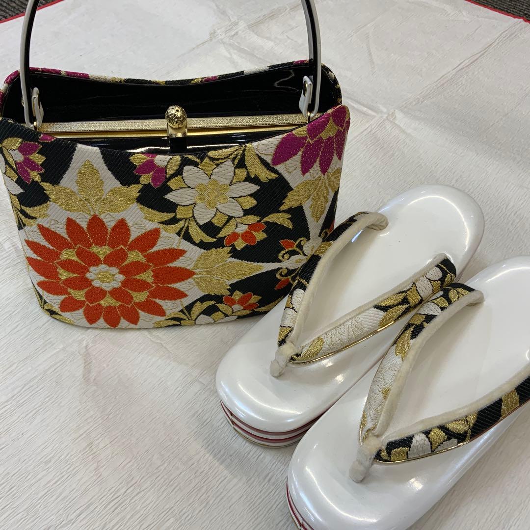 成人式　花柄和装用バッグと草履セット　117