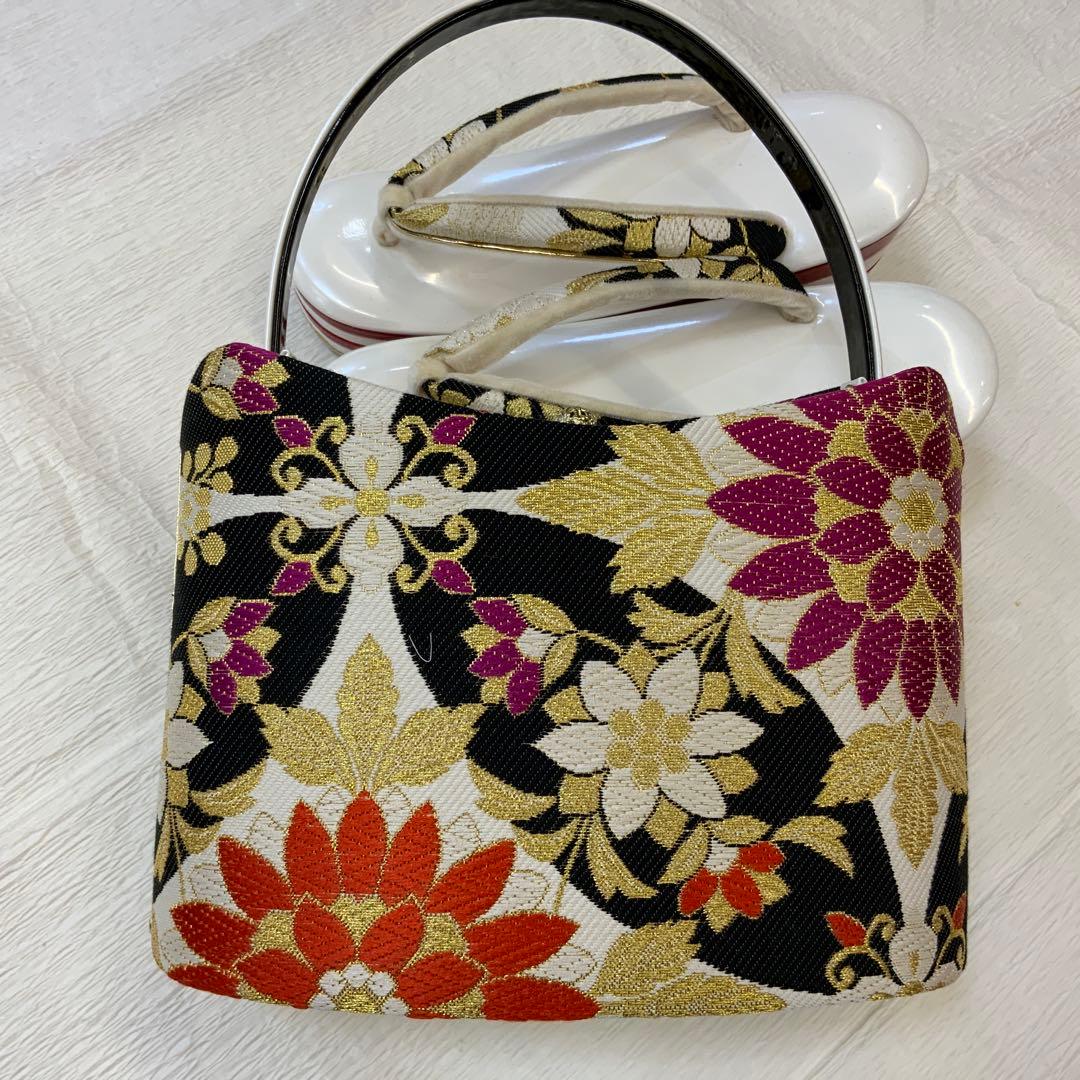 成人式　花柄和装用バッグと草履セット　117