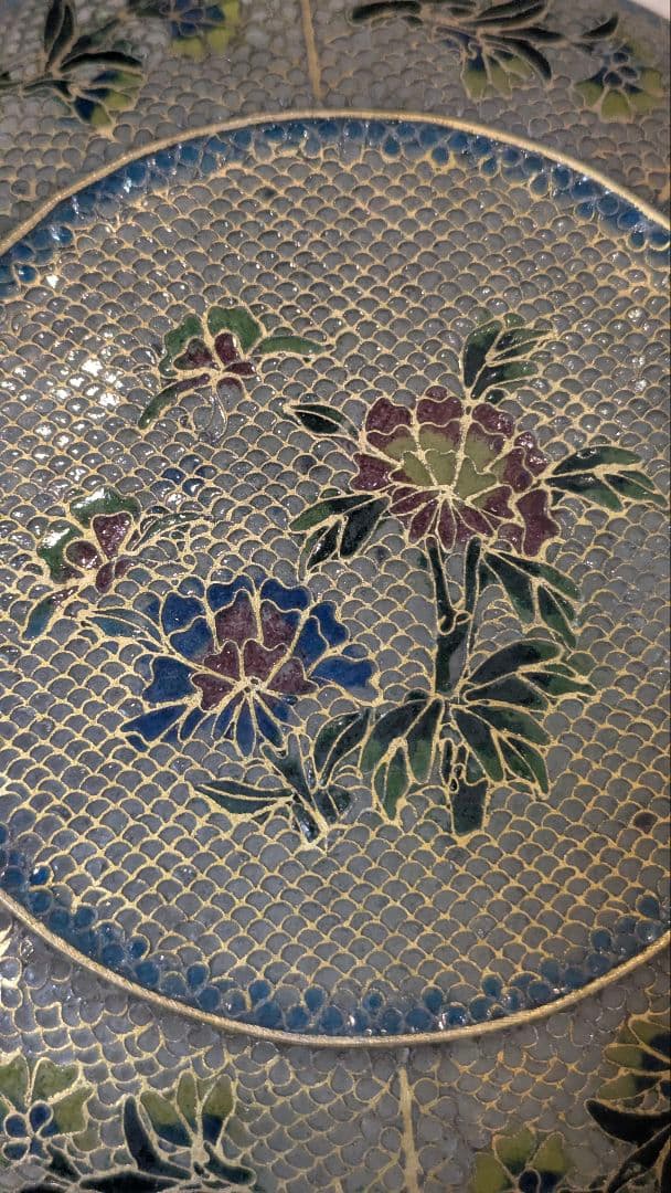 中国美術　七宝　ガラス　美品　八角　皿　パワーアイテム　骨董 アンティーク　蓮