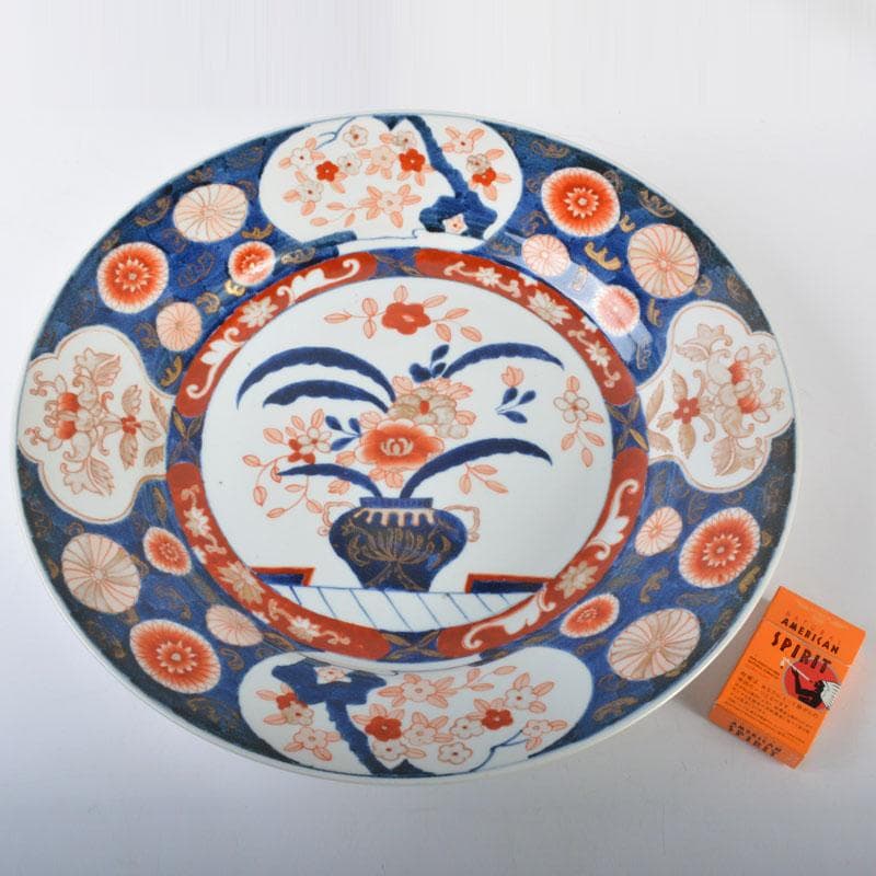 伊万里焼　古伊万里　染錦花文　飾皿　大皿　D　R4606B