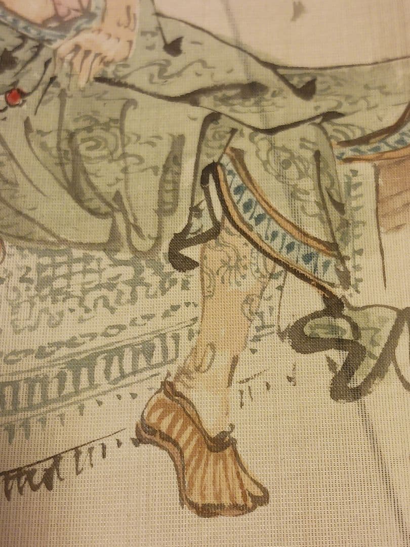 作者不詳　唐物　男　人物画　刺青　入れ墨　和彫り　絹本　肉筆　まくり　和