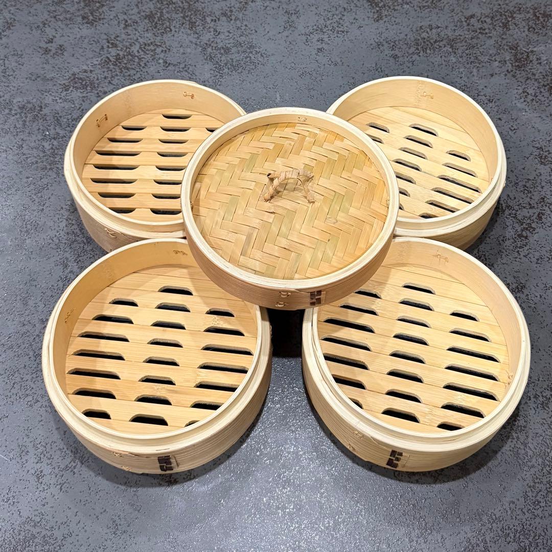 【美品】かごや 杉 中華せいろ 4段 ステンレス鍋セット