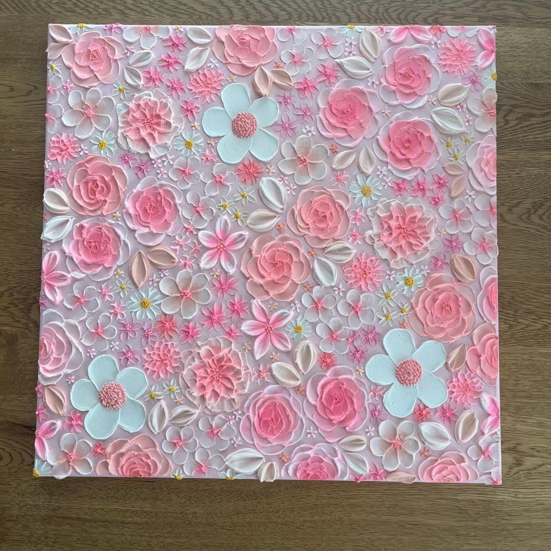 ピンク　ピンクのお花 壁掛けアート 絵画 花の絵 フラワーアート