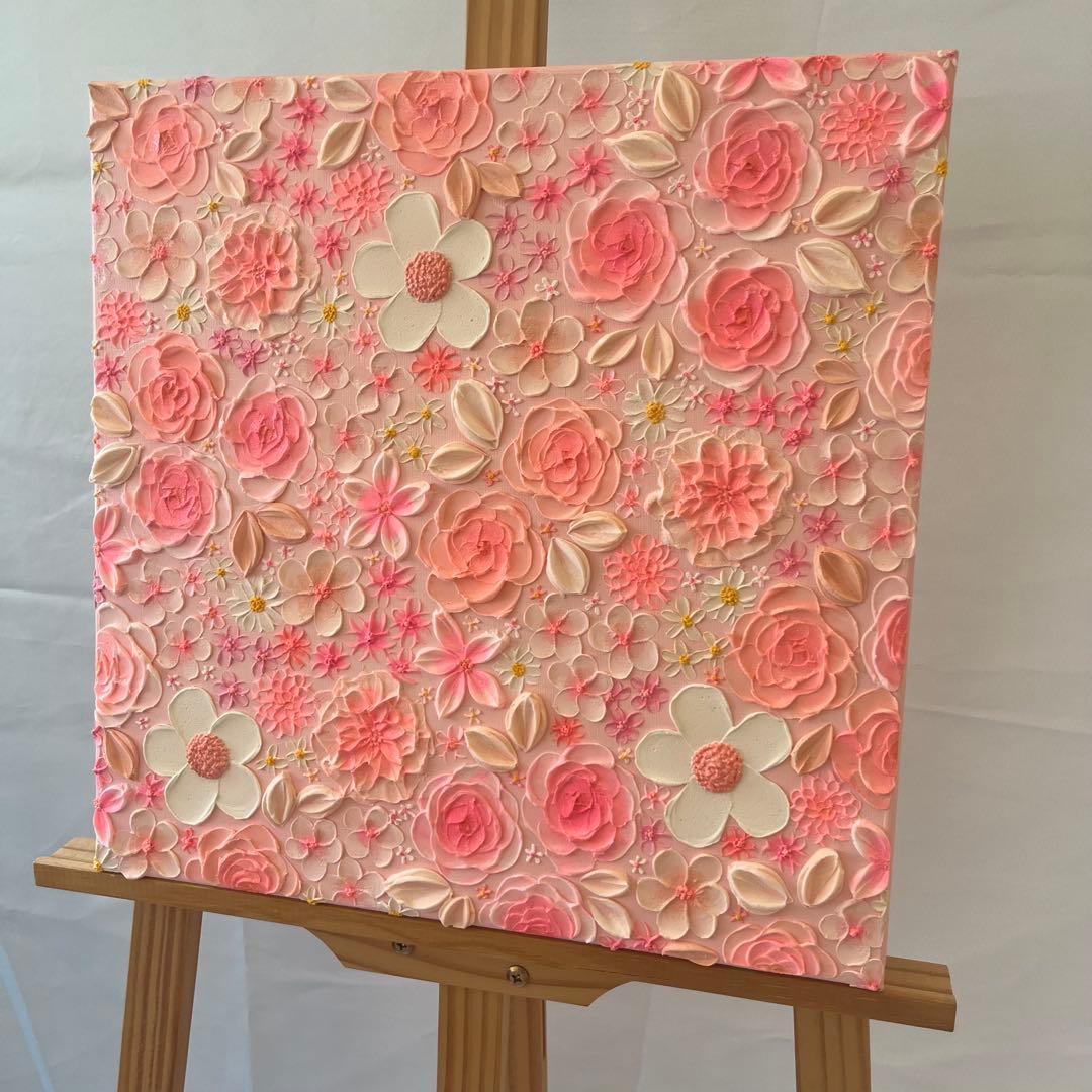 ピンク　ピンクのお花 壁掛けアート 絵画 花の絵 フラワーアート