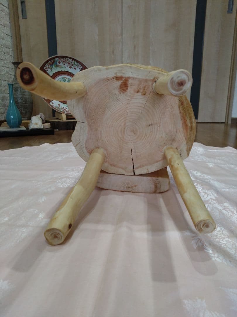 ピッツ❕木製 丸太風 椅子、インテリア台（88） 2脚セット