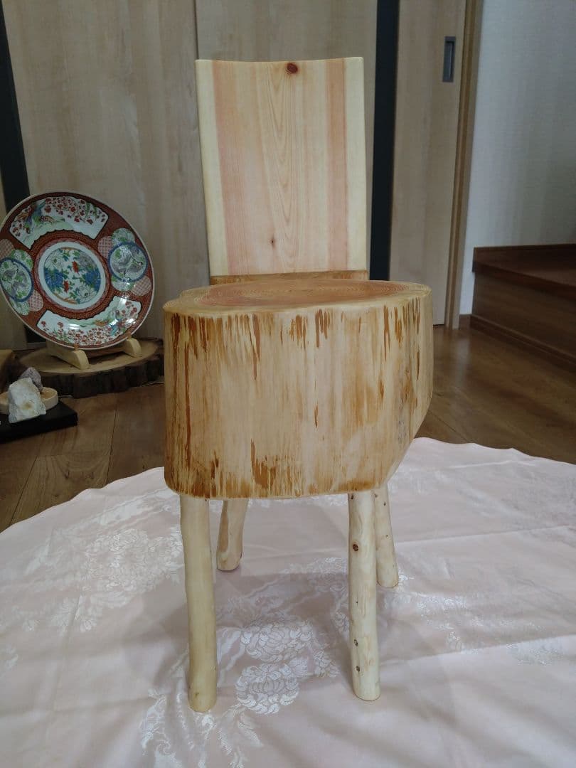 ピッツ❕木製 丸太風 椅子、インテリア台（88） 2脚セット