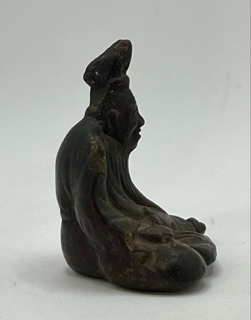 人丸の像　共箱　筆　文学　後島羽天皇　人丸像　時代物　アンティーク　古道具　仏像