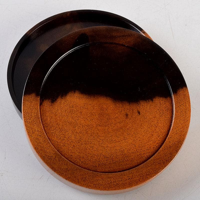 茶道具　輪島塗　北浜宗貴作　黒柿　螺鈿装飾　萩に鈴虫蒔絵　香合　共箱　V9157