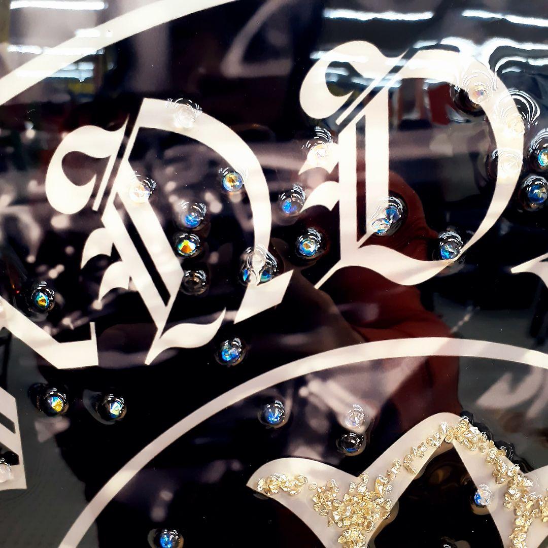 輸入雑貨　天然水晶石　クリスタルアート　ハーツダビッド　ブラックフレーム