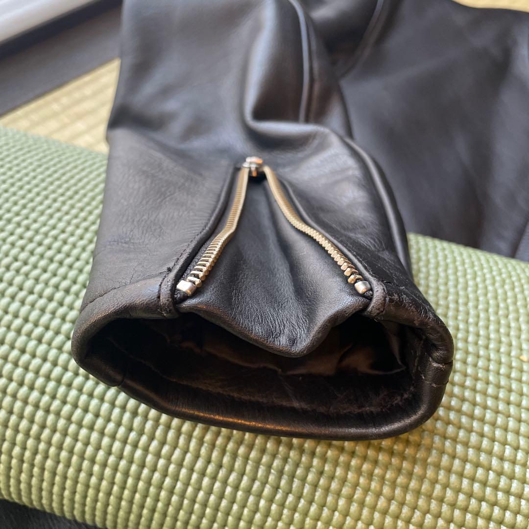 ブラックシングルライダースジャケット NANKAI製 バイク