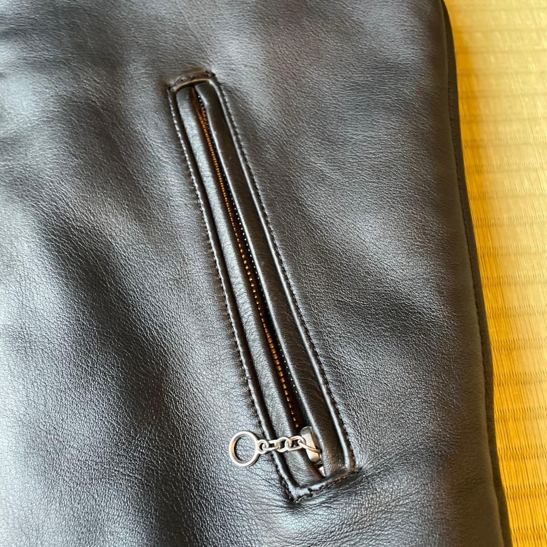 ブラックシングルライダースジャケット NANKAI製 バイク