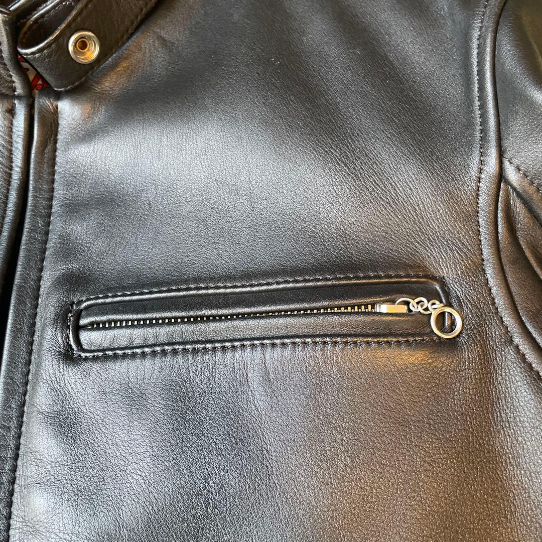 ブラックシングルライダースジャケット NANKAI製 バイク