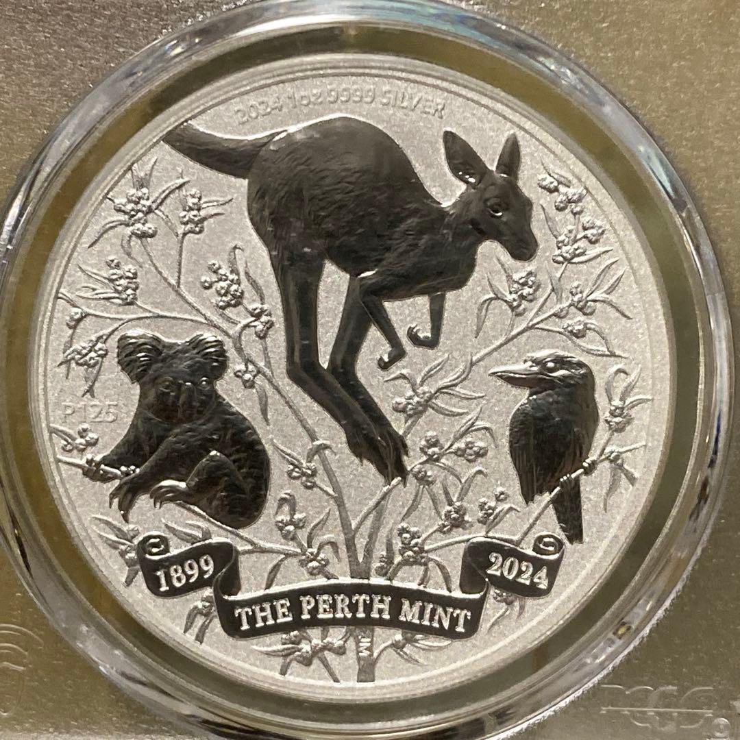 (オーストラリア)パース造幣局の125周年記念　1オンス銀貨　PCGS MS70