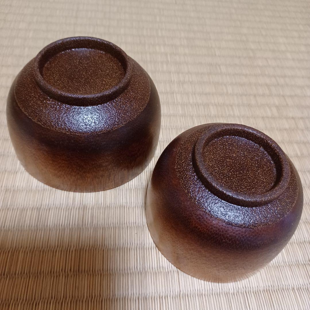 未使用　竹乾漆粉茶椀　重用　茶箱用　拭き漆　茶道具　漆器　漆芸　竹製　⑯