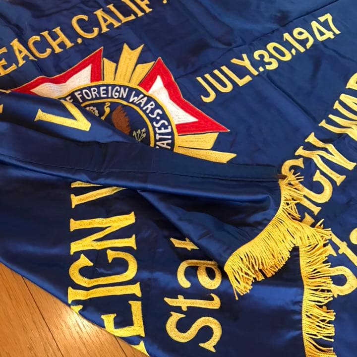 超レア大型美品！40’sUSAビンテージVFW米国退役軍人会 両面刺繍フラッグ旗