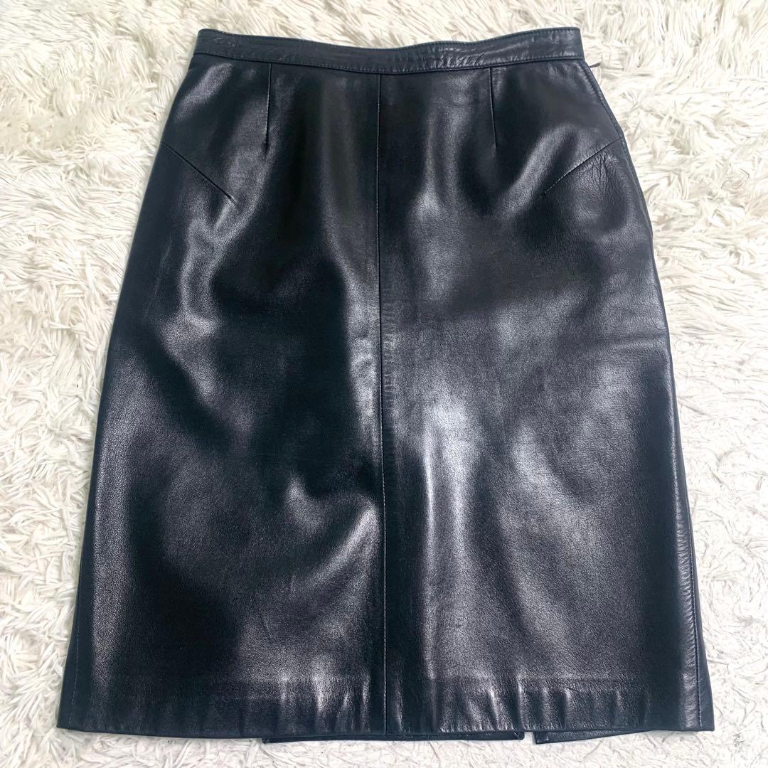 美品 グッチ レザースカート トムフォード期 牛革 本革 ブラック サイズ44