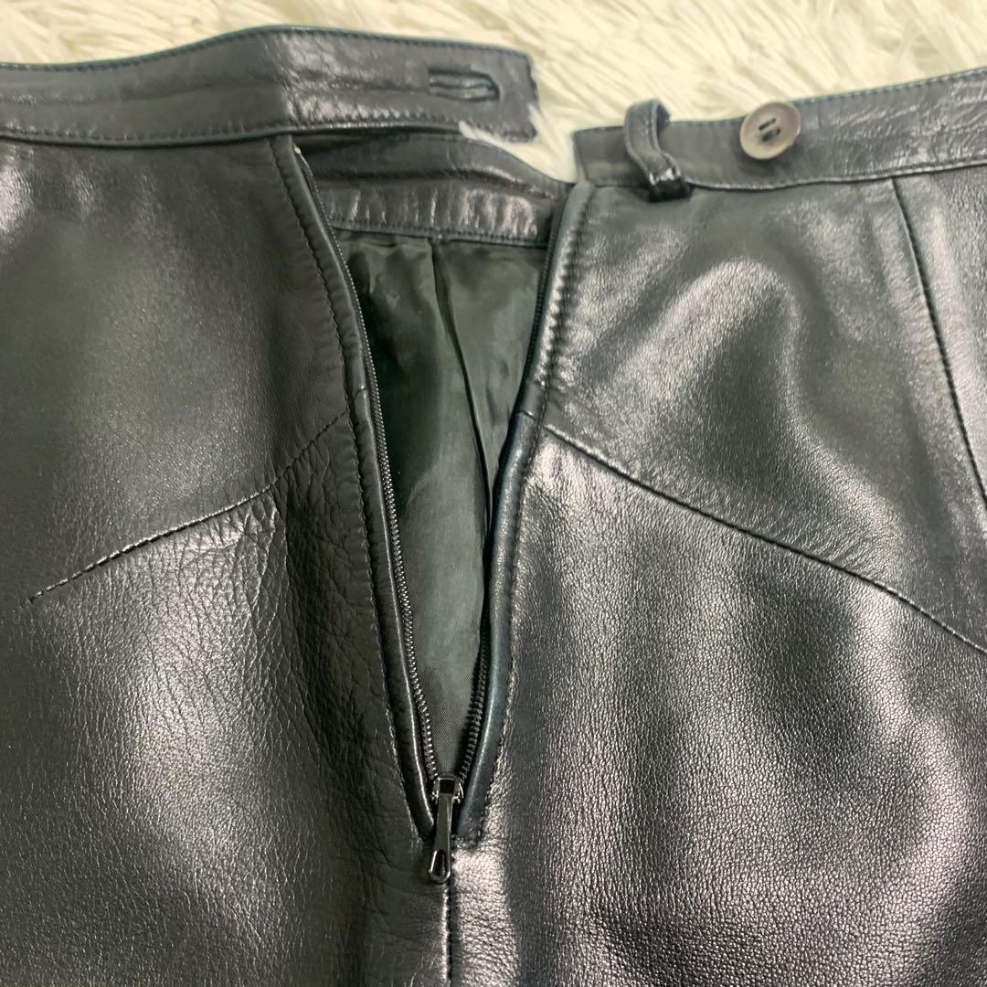 美品 グッチ レザースカート トムフォード期 牛革 本革 ブラック サイズ44