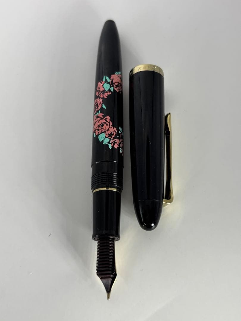 SAILOR 万年筆 薔薇模様　ペン先14Ｋ　 共箱入　高島屋