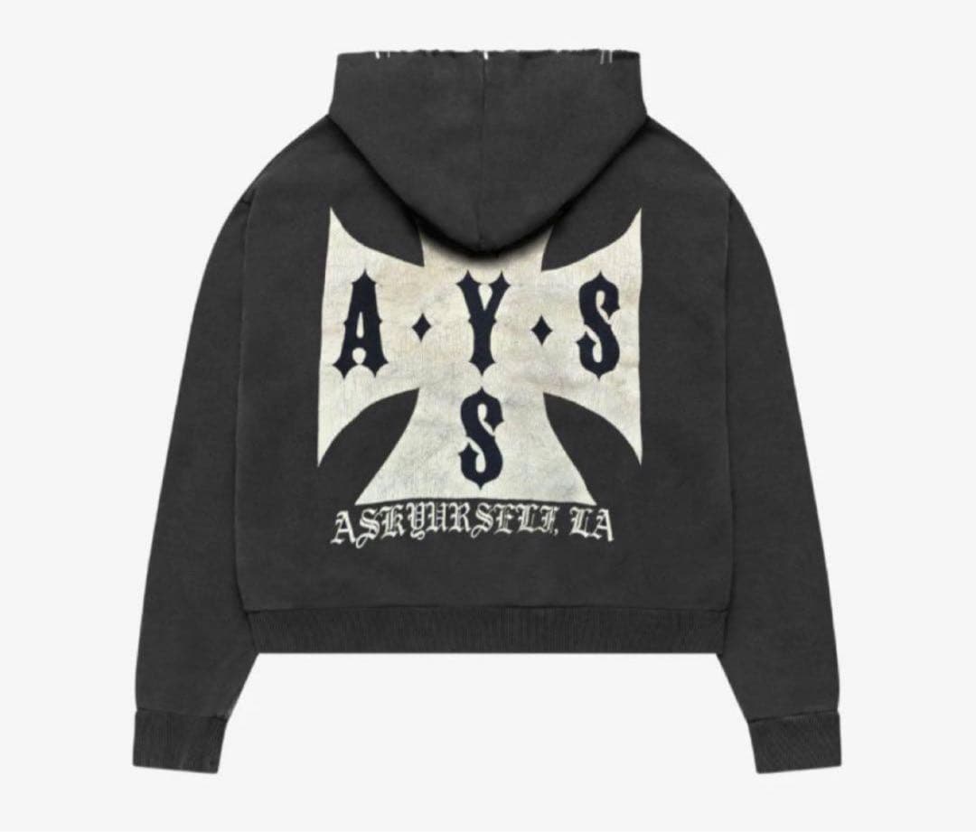 トップス ASKYURSELF RAW AY CROSS HOODIE