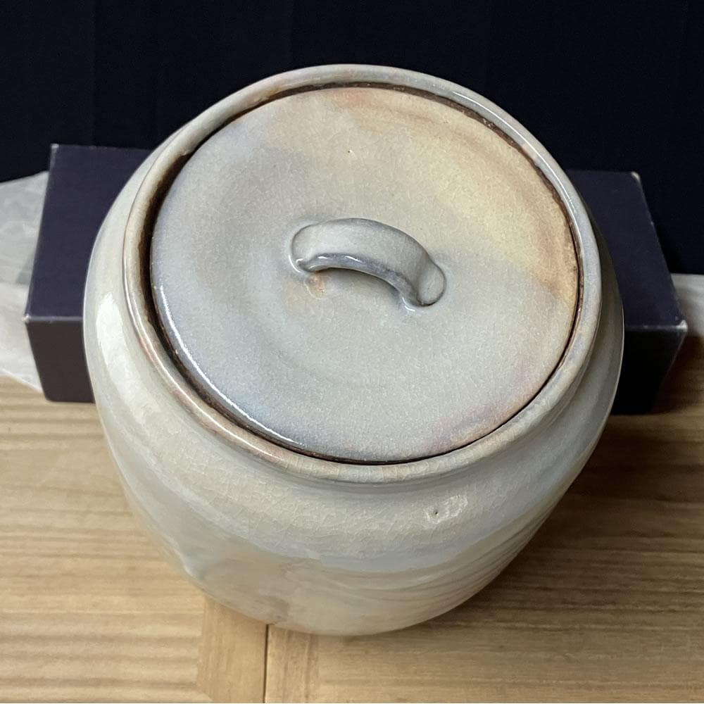 F1304 十二代 田原陶兵衛 萩焼 水指 共箱 鵬雲斎 書付 茶道具