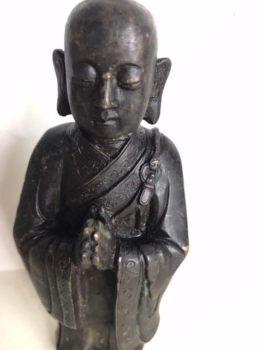 古銅仏像，賞物，置物，（旧家藏出）細工細作，古玩，古董，高1⃣️4⃣️cm，重370克