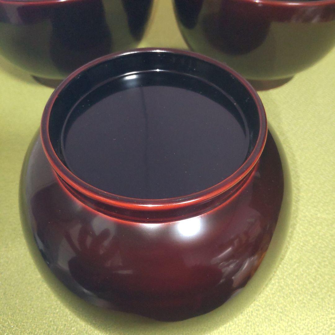 名店 輪島屋本店 輪島塗 椀 飯椀 5客 木箱付 天然木 漆塗