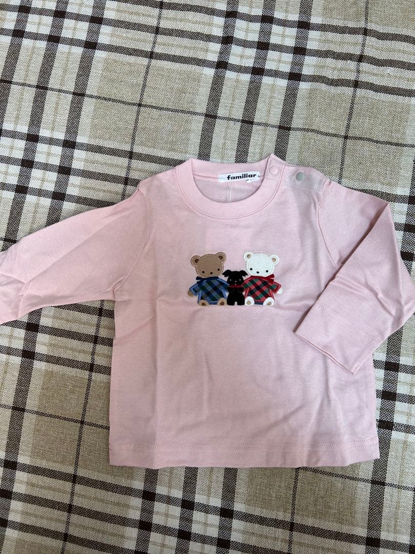 【新品】familiar クマ刺繍 Tシャツ 80サイズ ピンク
