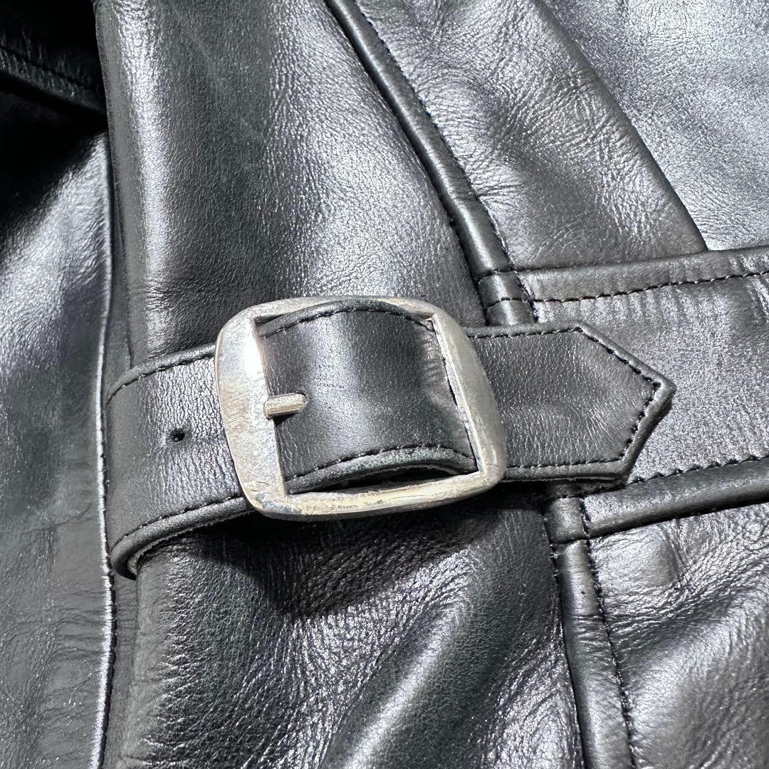 フリーダム シングルライダースジャケット バイクウェア メンズ 牛革 黒 L相当