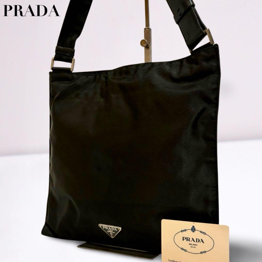 【正規品】PRADA プラダ ナイロン ショルダーバッグ 黒 三角ロゴ 男女兼用