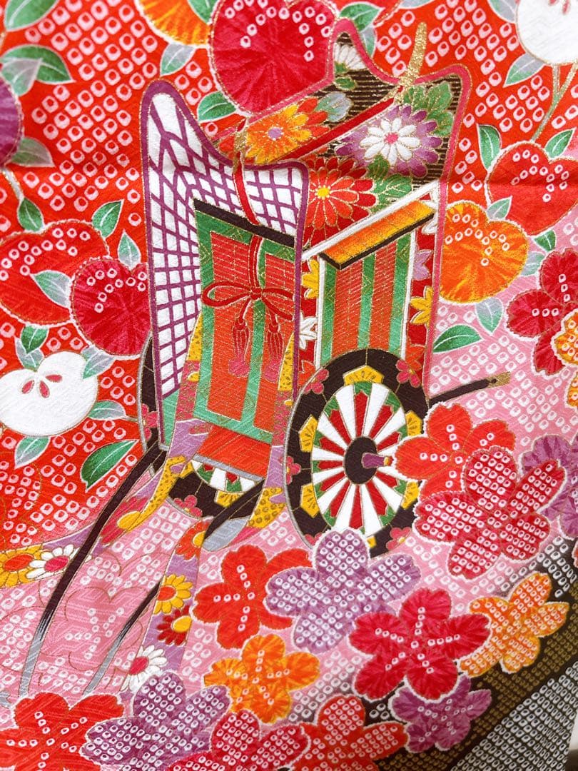 王道!!赤系鹿の子柄♡七五三　7歳　女の子　フルセット　一式　ピンク　ゴールド