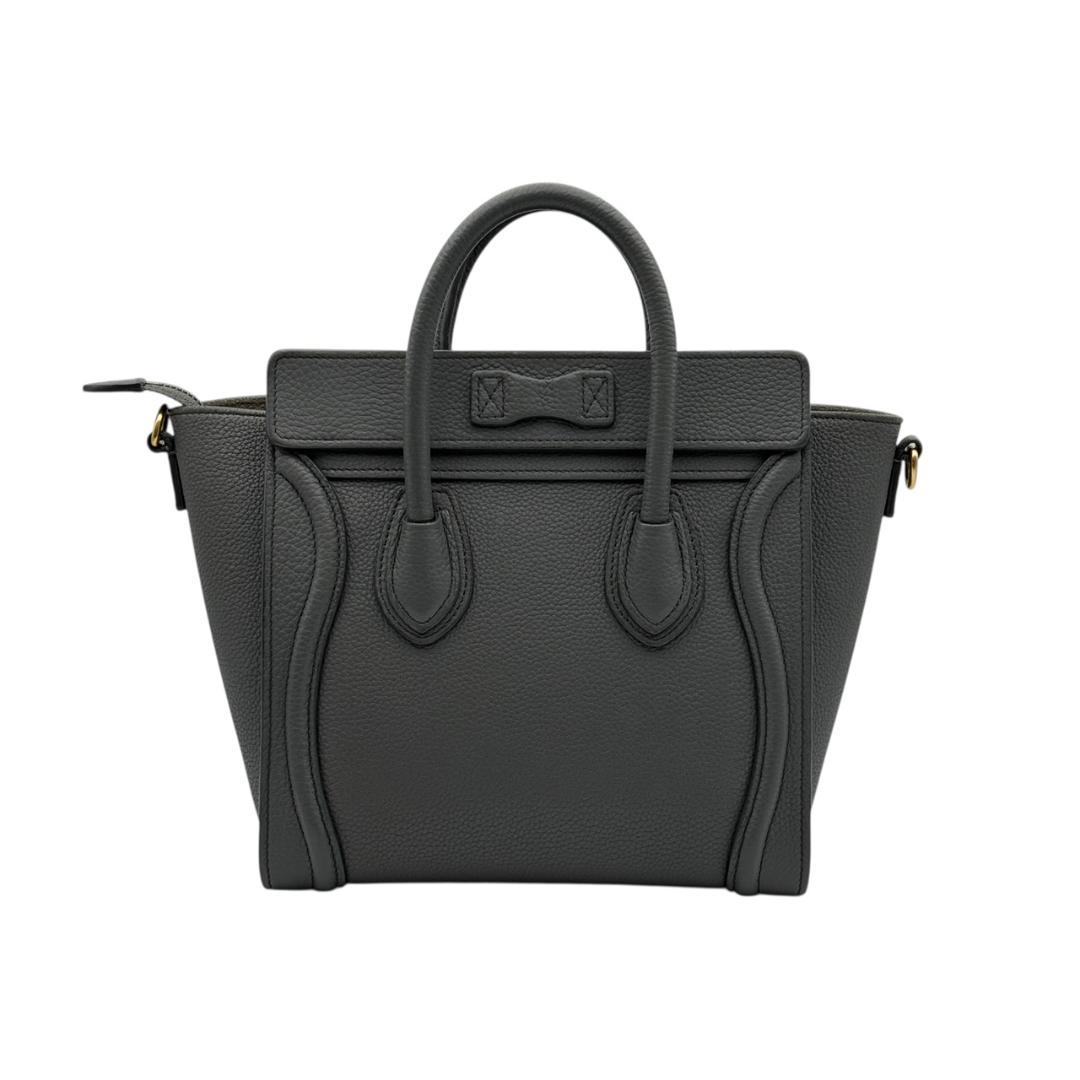 【美品】セリーヌ ラゲージ ナノ 2wayハンドバッグ ショルダーバッグ グレー