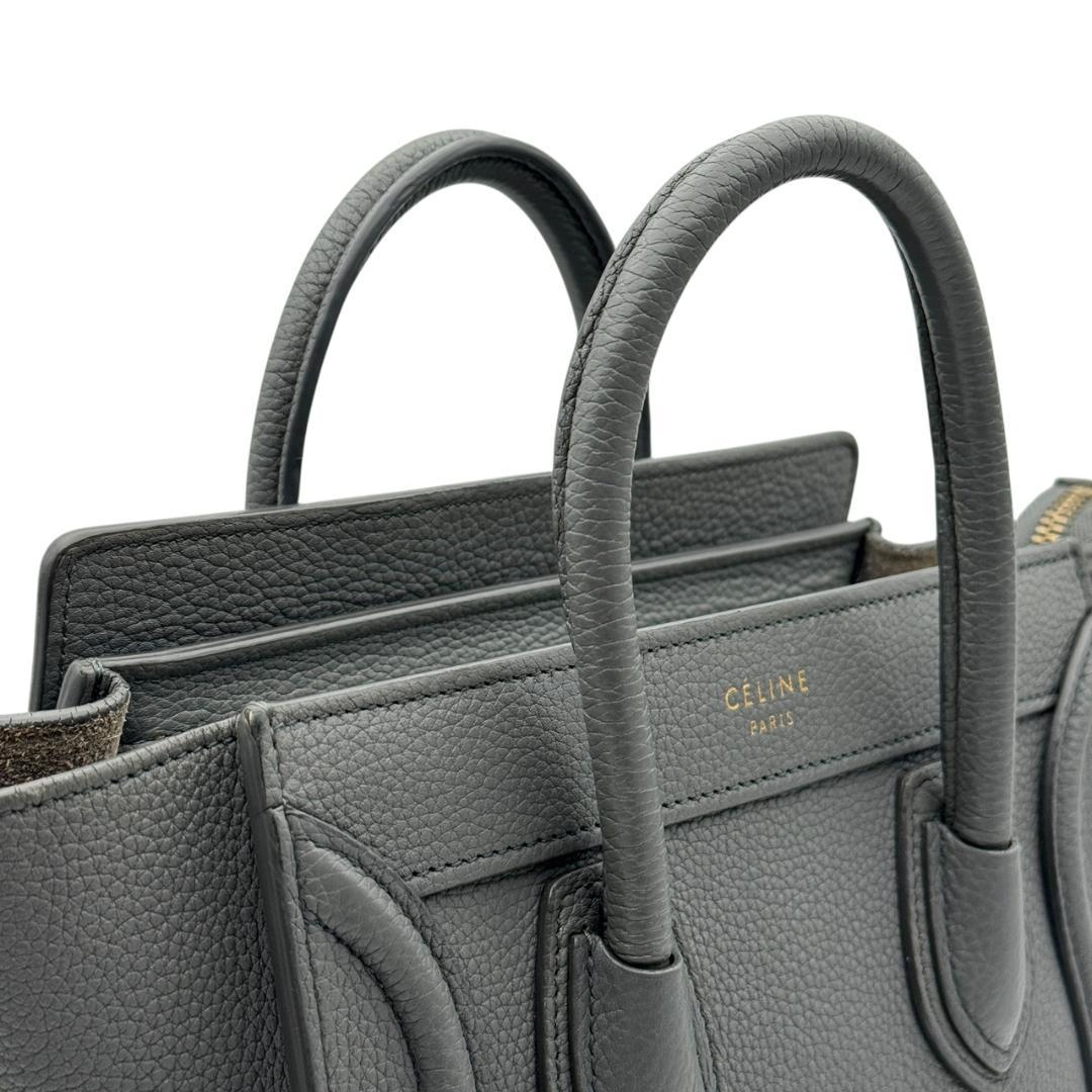 【美品】セリーヌ ラゲージ ナノ 2wayハンドバッグ ショルダーバッグ グレー