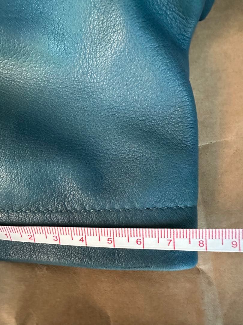 NO ID. 屋外未着用シープレザー ライダースJK ブルーグリーン WAX付