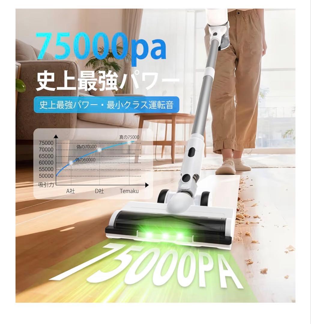 最安値‼️掃除機 コードレス　業界初除菌機能搭載　75Kpa 強力吸引　エコ