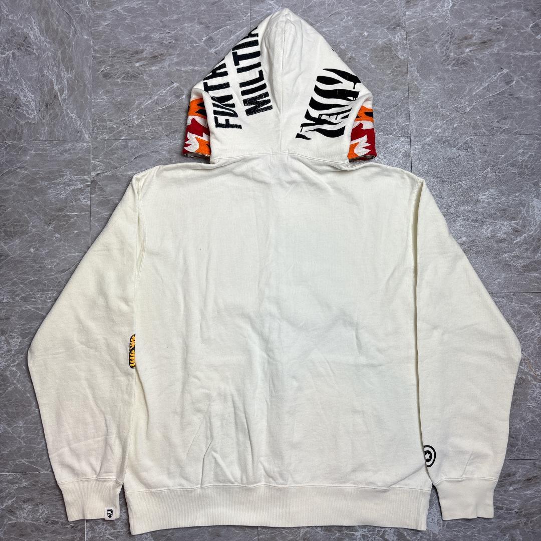 初期 bathingape タイガー フルジップパーカー ホワイト L BAPE
