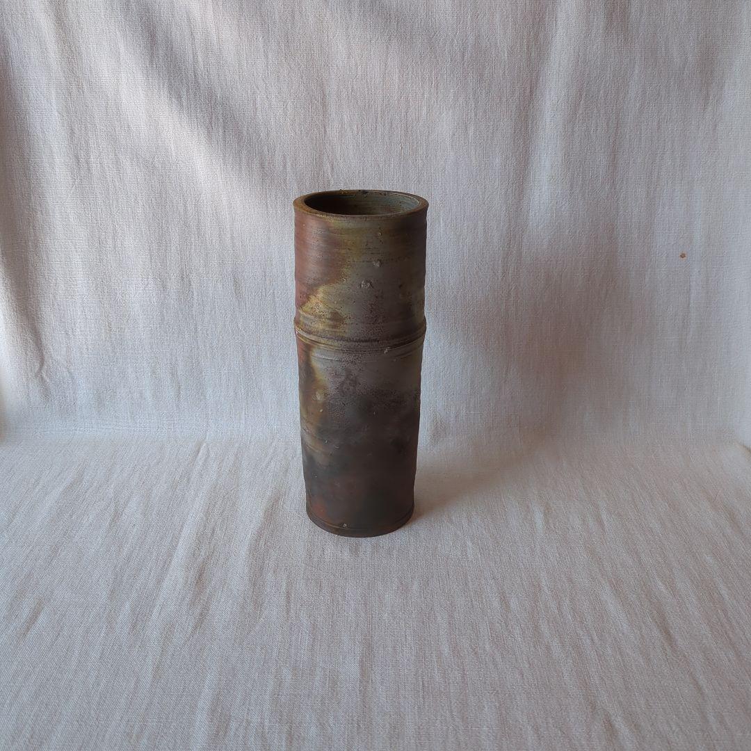 備前焼 嶋幸博 竹型花入 共箱