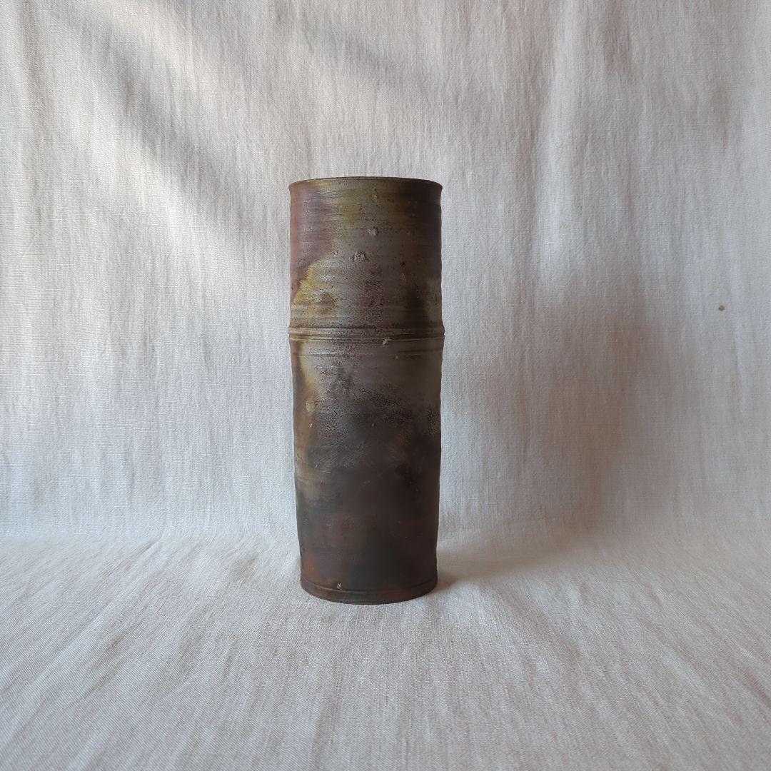 備前焼 嶋幸博 竹型花入 共箱