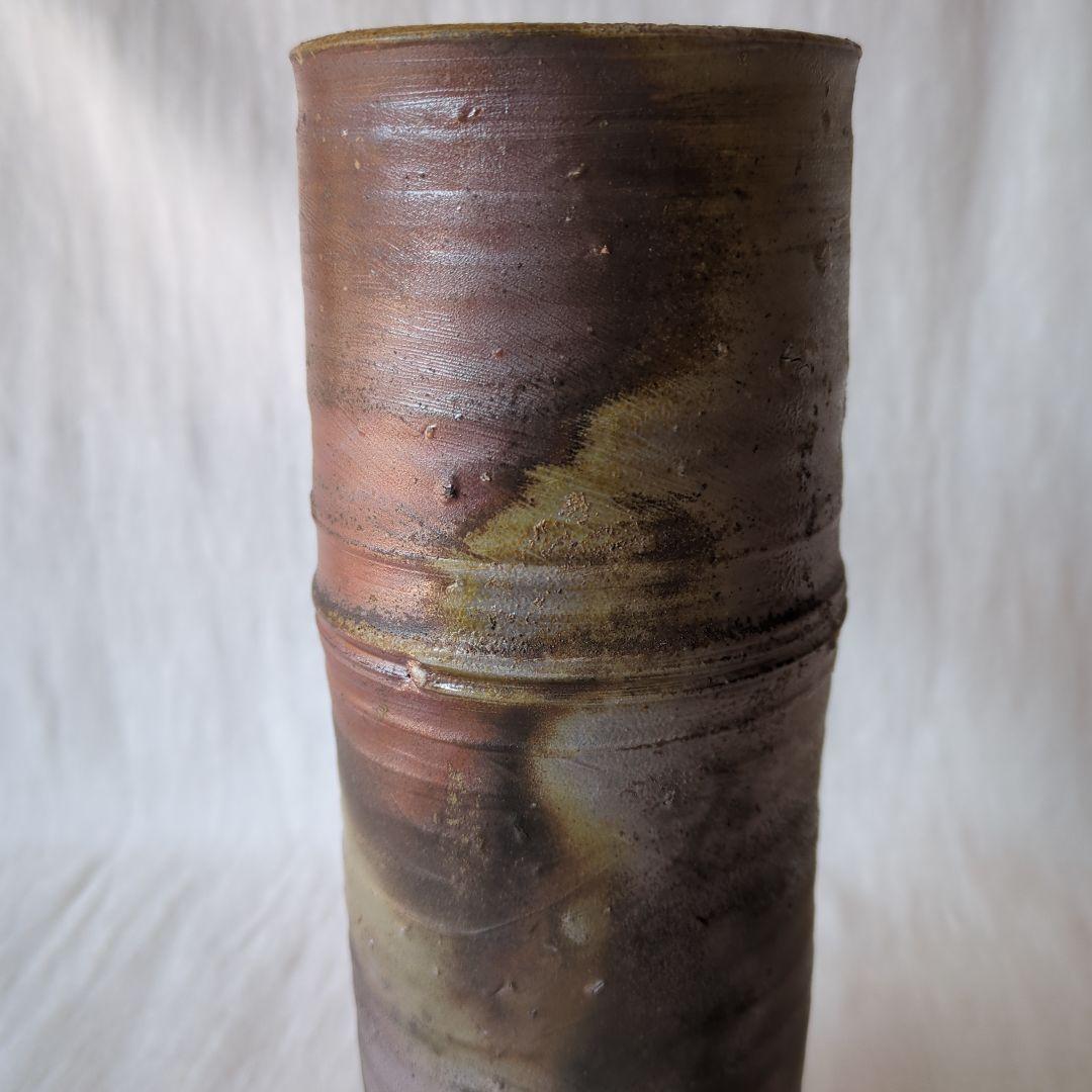 備前焼 嶋幸博 竹型花入 共箱