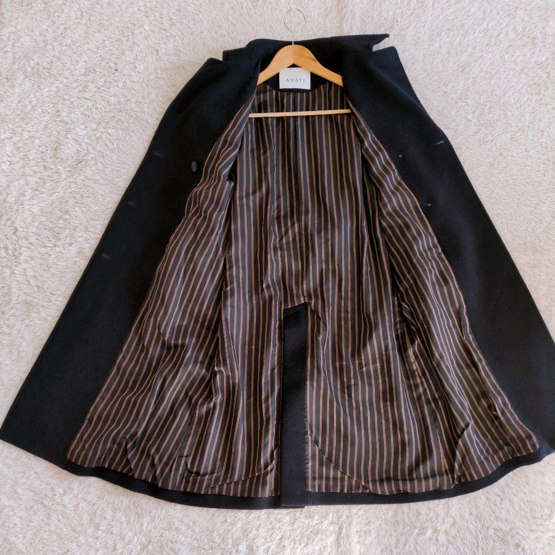 ANAYI　アナイ　トレンチコート　ウール　ダブル　ベルト　黒　近年モデル