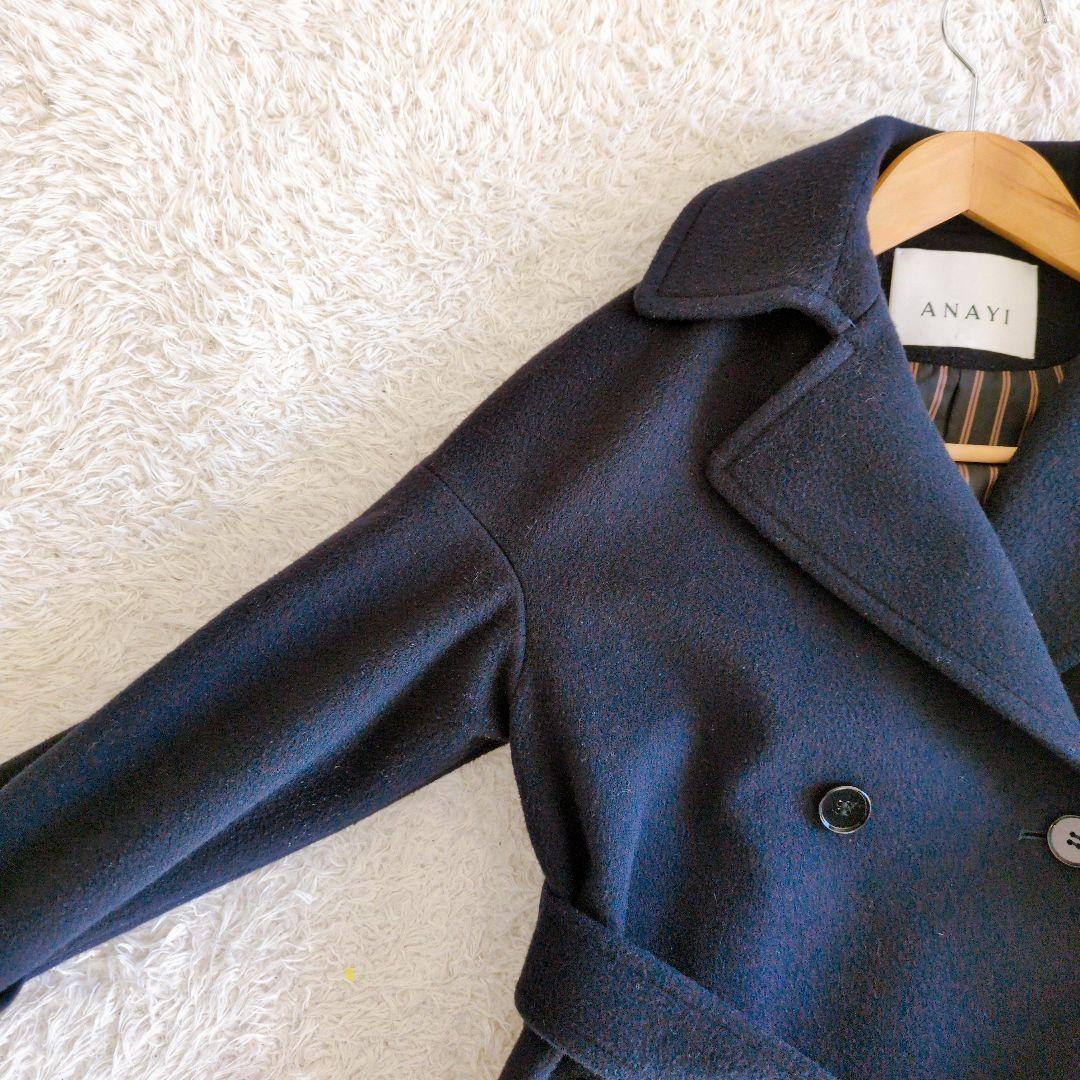 ANAYI　アナイ　トレンチコート　ウール　ダブル　ベルト　黒　近年モデル