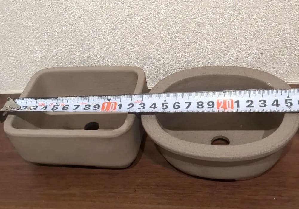 落款あり 作家もの風 盆栽鉢2点セット 重厚 和鉢 陶器