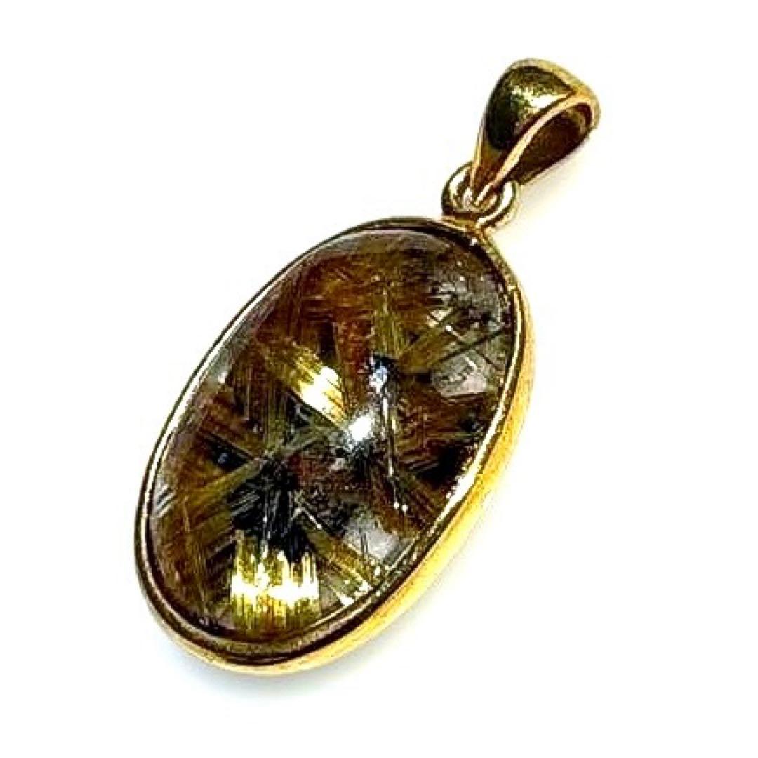 高品質稀少✴︎太陽放射タイチンルチルクォーツ　ペンダントトップ　金運財運蓄財運