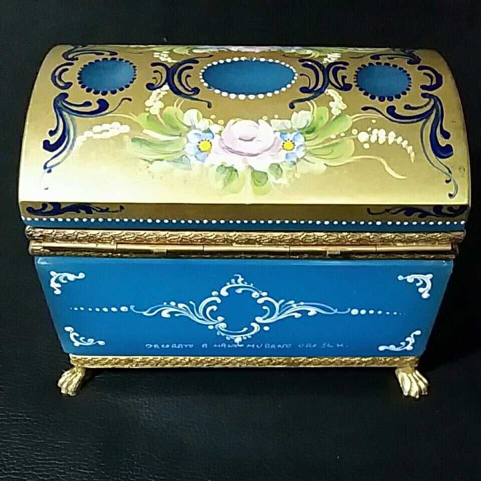 MURANO OPALINE FERRO ハイエナメル ハンドペイント 宝石箱
