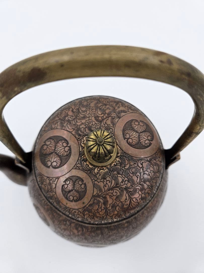 徳川家伝来 三つ葉葵紋 金銅薬缶 大名道具 煎茶道具 湯沸 時代物 骨董品